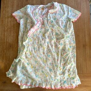 Vintage Barbizon Cotton Floral Nightgown Robe Set